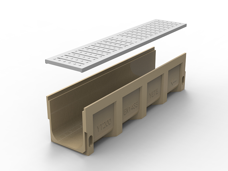  low profile Resin concrete drainage channel with slot cover 